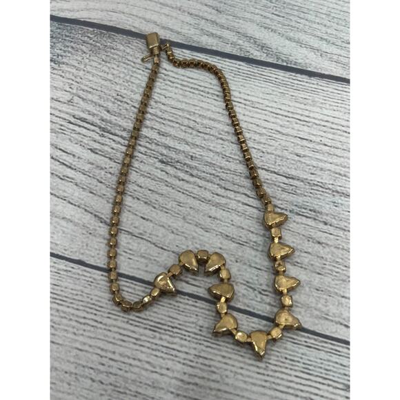 Weiss Faceted Amber Brown Elegant Gold Tone Statement Teardrop Crystal Necklace - Picture 7 of 10